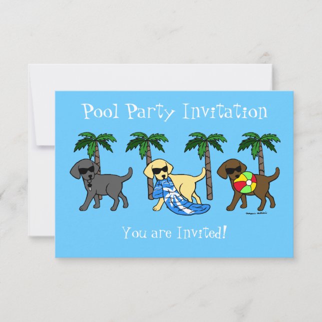 Invitación Dibujo animado fresco del fiesta de la playa de (Anverso)