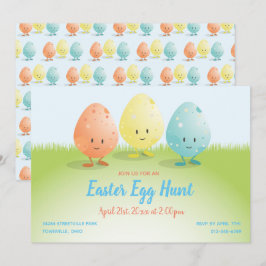 Invitación Dibujo animado horizontal de Pascua de la caza