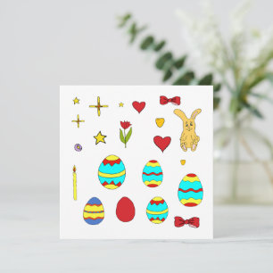 Invitación Dibujo animado minimalista lindo Feliz Pascua