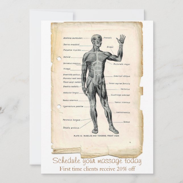 Invitación Dibujo Antiguo de Anatomía Anterior (Anverso)