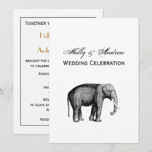 Invitación Dibujo Antiguo de Elefante