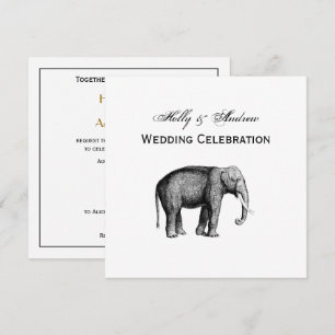 Invitación Dibujo Antiguo de Elefante