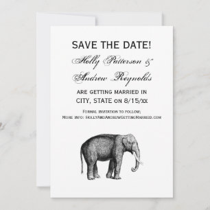 Invitación Dibujo Antiguo de Elefante