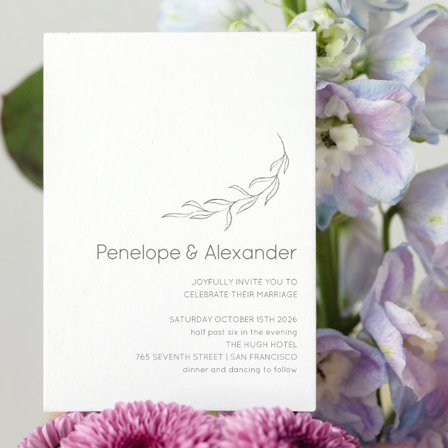 Invitación Dibujo Botánico Moderno Minimalista para Boda Chic (Subido por el creador)