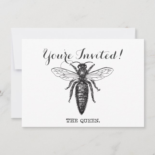 Invitación Dibujo clásico del Ilustracion Queen Bee (Anverso)