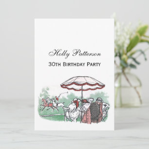 Invitación Dibujo de almuerzo de damas de partido de polo est