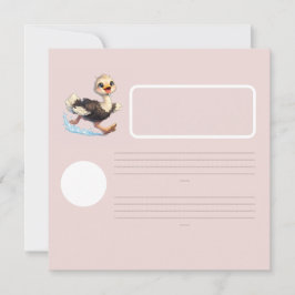 Invitación Dibujo de avestruz lindo y feliz aventura