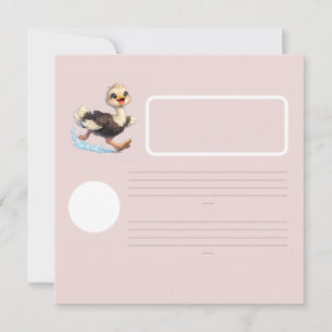 Invitación Dibujo de avestruz lindo y feliz aventura