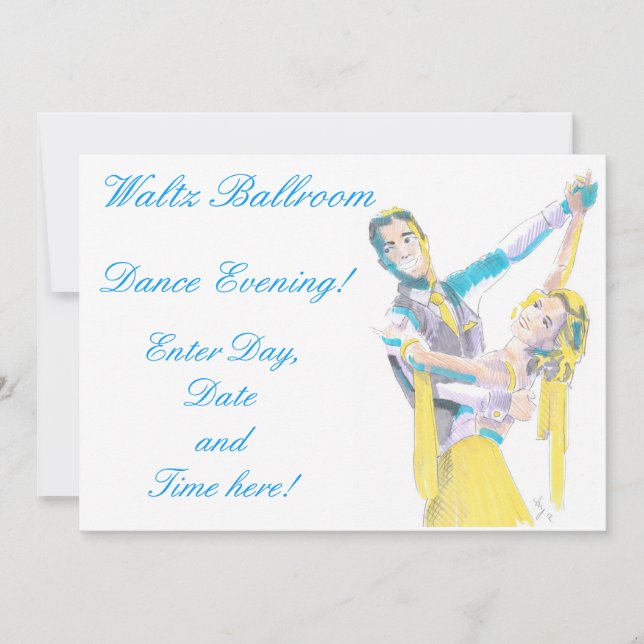 Invitación Dibujo de bailarines Waltz (Anverso)