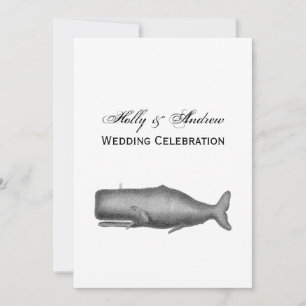 Invitación Dibujo de ballena vintage del siglo XIX