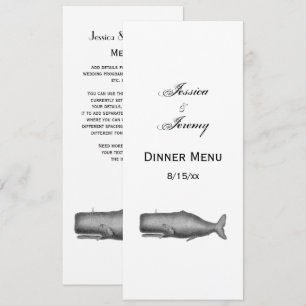 Invitación Dibujo de ballena vintage del siglo XIX
