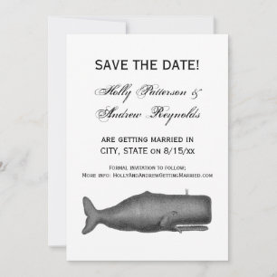 Invitación Dibujo de ballena vintage del siglo XIX N