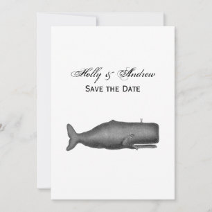 Invitación Dibujo de ballena vintage del siglo XIX N