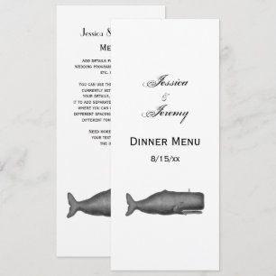 Invitación Dibujo de ballena vintage del siglo XIX N