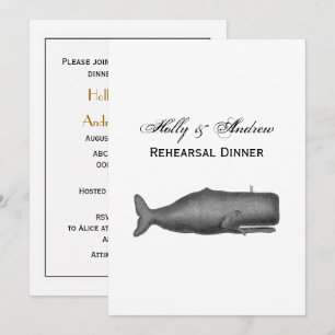 Invitación Dibujo de ballena vintage del siglo XIX N