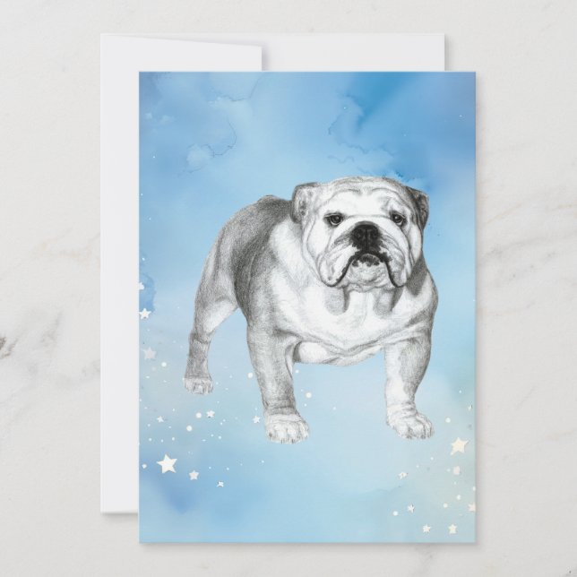 Invitación Dibujo de Bulldog en inglés (Anverso)