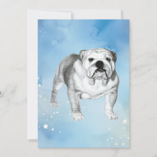 Invitación Dibujo de Bulldog en inglés