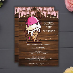 Invitación Dibujo de Cucharón de Helado Rústico Moderno para 
