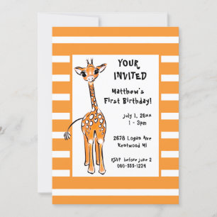 Invitación Dibujo de Cute Giraffe