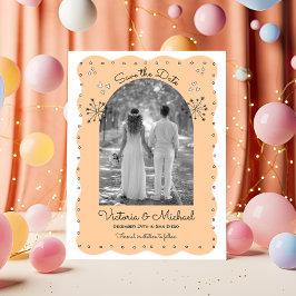 Invitación Dibujo de Doodle Funky Guardar el arco de fecha