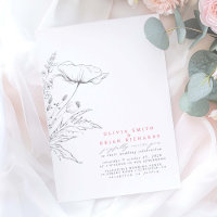 Dibujo de Flores Silvestres Elegante Boda Gris Ros