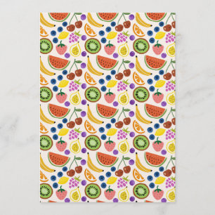Invitación Dibujo de frutas adorables Seamless Pattern
