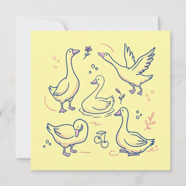 Invitación Dibujo de ganso divertido (Anverso)