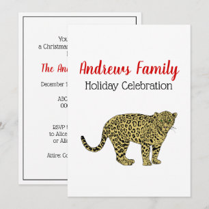 Invitación Dibujo de Gato con Motas de Leopardo Guepardo Anti