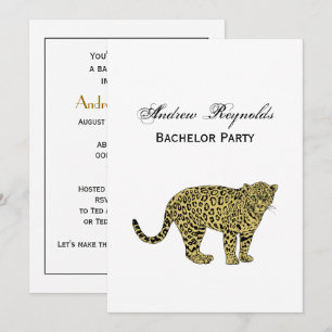 Invitación Dibujo de Gato Manchado Leopardo Guepardo Antiguo