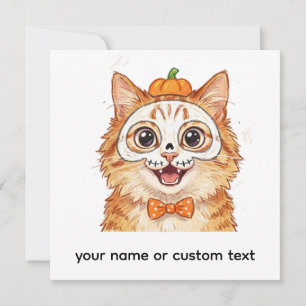 Invitación Dibujo de gato naranja con pintura facial de esque