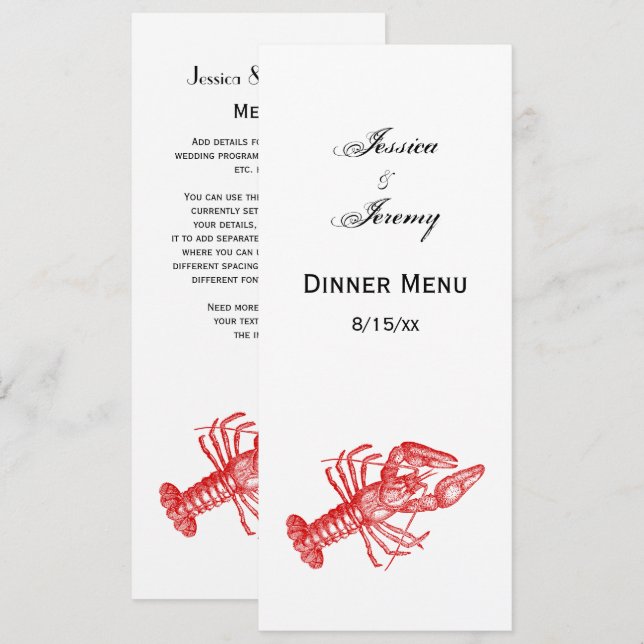 Invitación Dibujo de la langosta roja n° 1 (Anverso / Reverso)