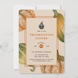 Invitación Dibujo de la tinta de las calabazas otoñales