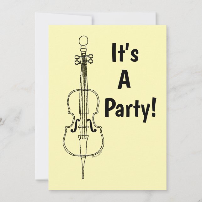 Invitación Dibujo de línea de Cello (Anverso)
