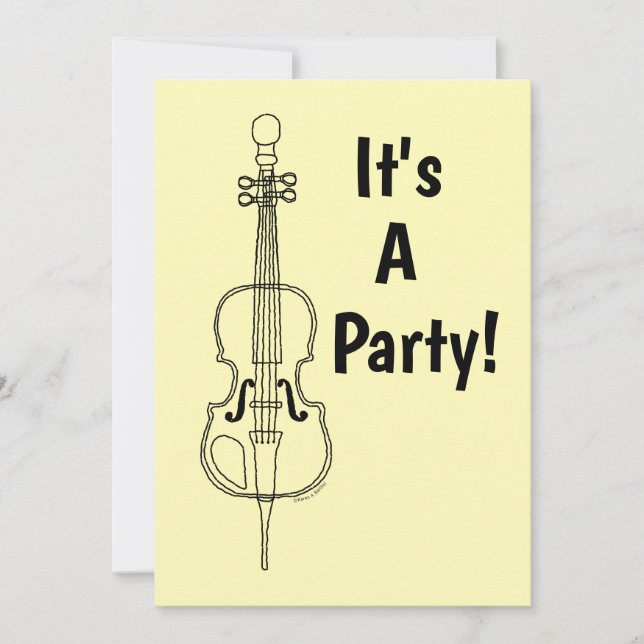 Invitación Dibujo de línea de Cello (Anverso)