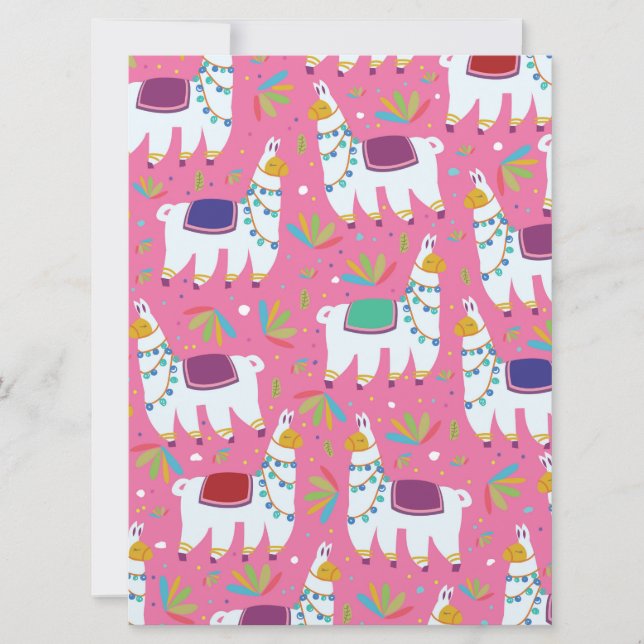 Invitación Dibujo de Llama Adorable (Anverso)