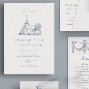 Invitación Dibujo de lugar de iglesia boda minimalista