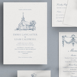 Invitación Dibujo de lugar de iglesia boda minimalista