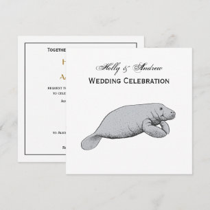 Invitación Dibujo de manatí vintage