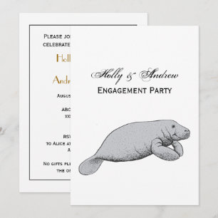 Invitación Dibujo de manatí vintage