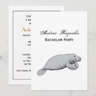 Invitación Dibujo de manatí vintage