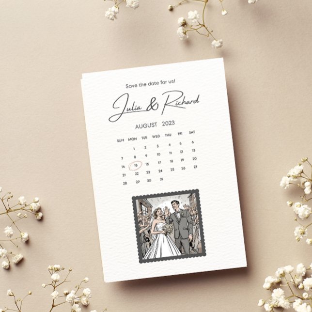 Invitación Dibujo de pareja de estilo cómico para guardar la  (Subido por el creador)