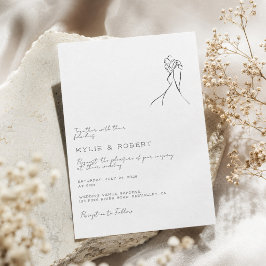 Invitación Dibujo de Pareja Moderna Boda Romántica