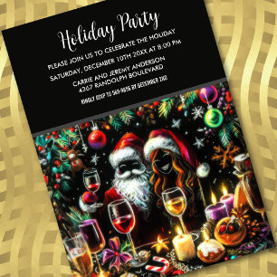 Invitación Dibujo de Pastel de Fiesta Navideña Santa