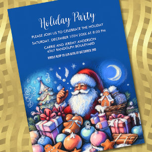 Invitación Dibujo de Pastel de Fiesta Navideña Santa