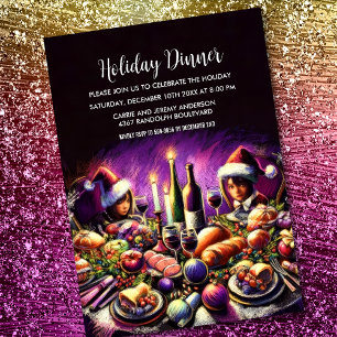 Invitación Dibujo de pastel divertido morado para fiesta de v