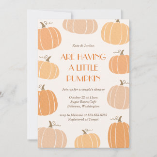 Invitación Dibujo de pequeña calabaza para baby shower de par
