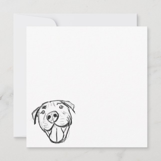 Invitación dibujo de pitbull simple amantes de perros blanco  (Anverso)