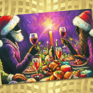 Invitación Dibujo de Santa Claus con Pastel en Fiesta de Vaca