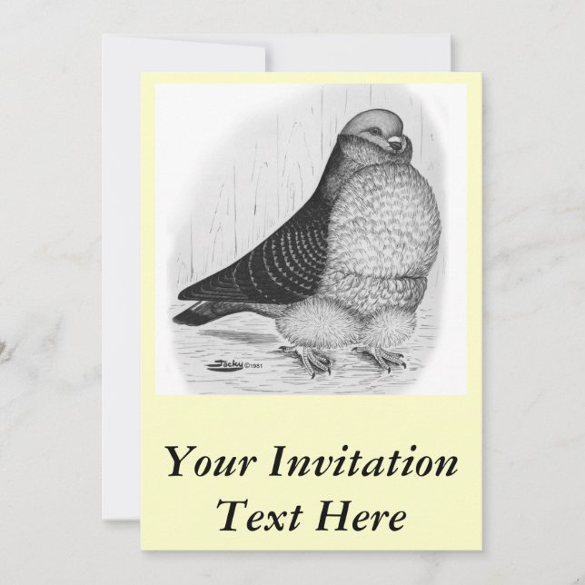 Invitación Dibujo de tinta de pichón de búho chino (Anverso)