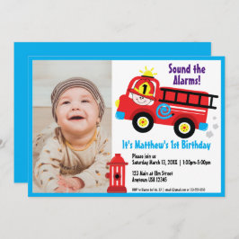 Invitación Dibujo de un Personalizado de bomberos curados y f